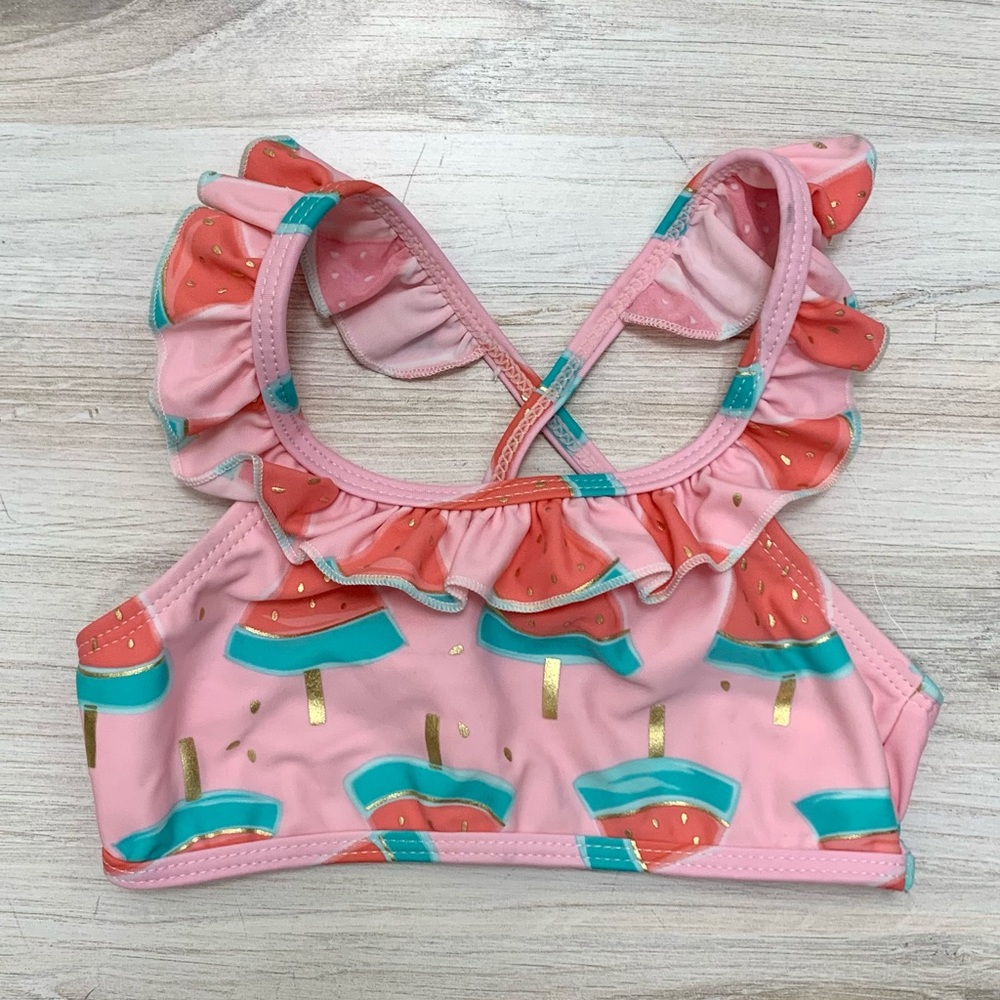 Snapper Rock Kids Watermelon Ruffle Bikini Top - Picture 3 of 5